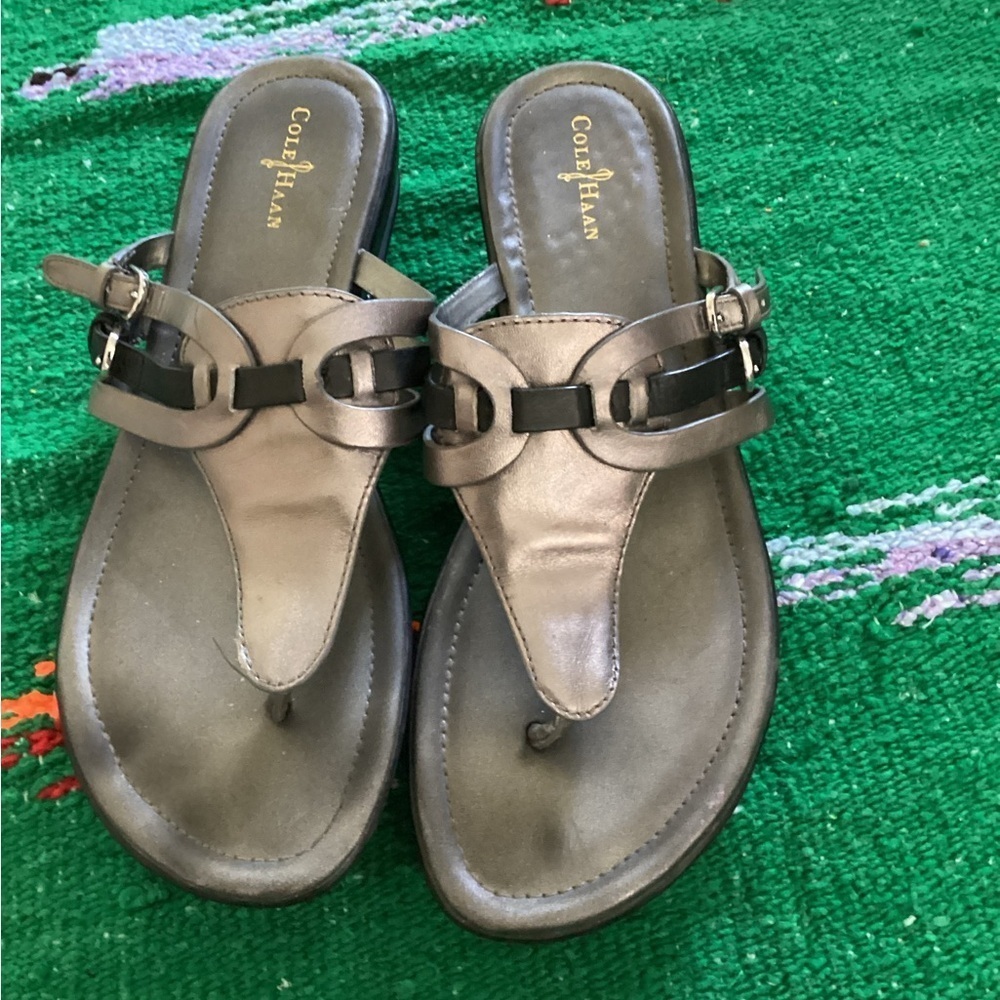 Cole Haan Women's Gray & Silver Wedge Sandals D37727 Size 9.5B
OB2